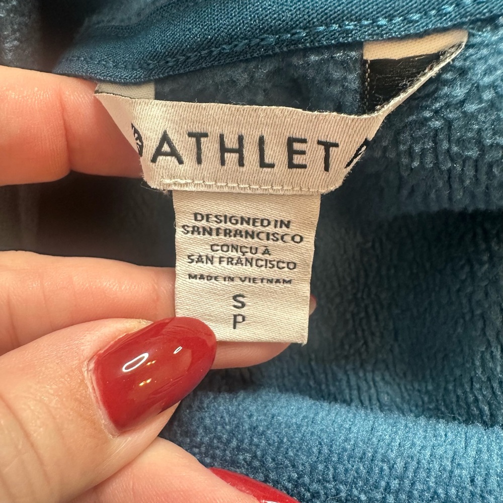 Athleta Zip Neck Cozy Crossover Fleece Sweatshirt, Size Small - Picture 5 of 15